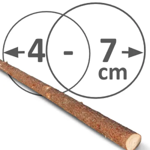 Rafter med bark kl. A  Ø4-7 x 220 cm