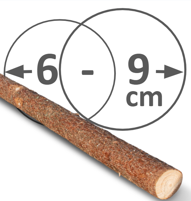 Rafter med bark, kl. B - Ø6-9 x 220 cm